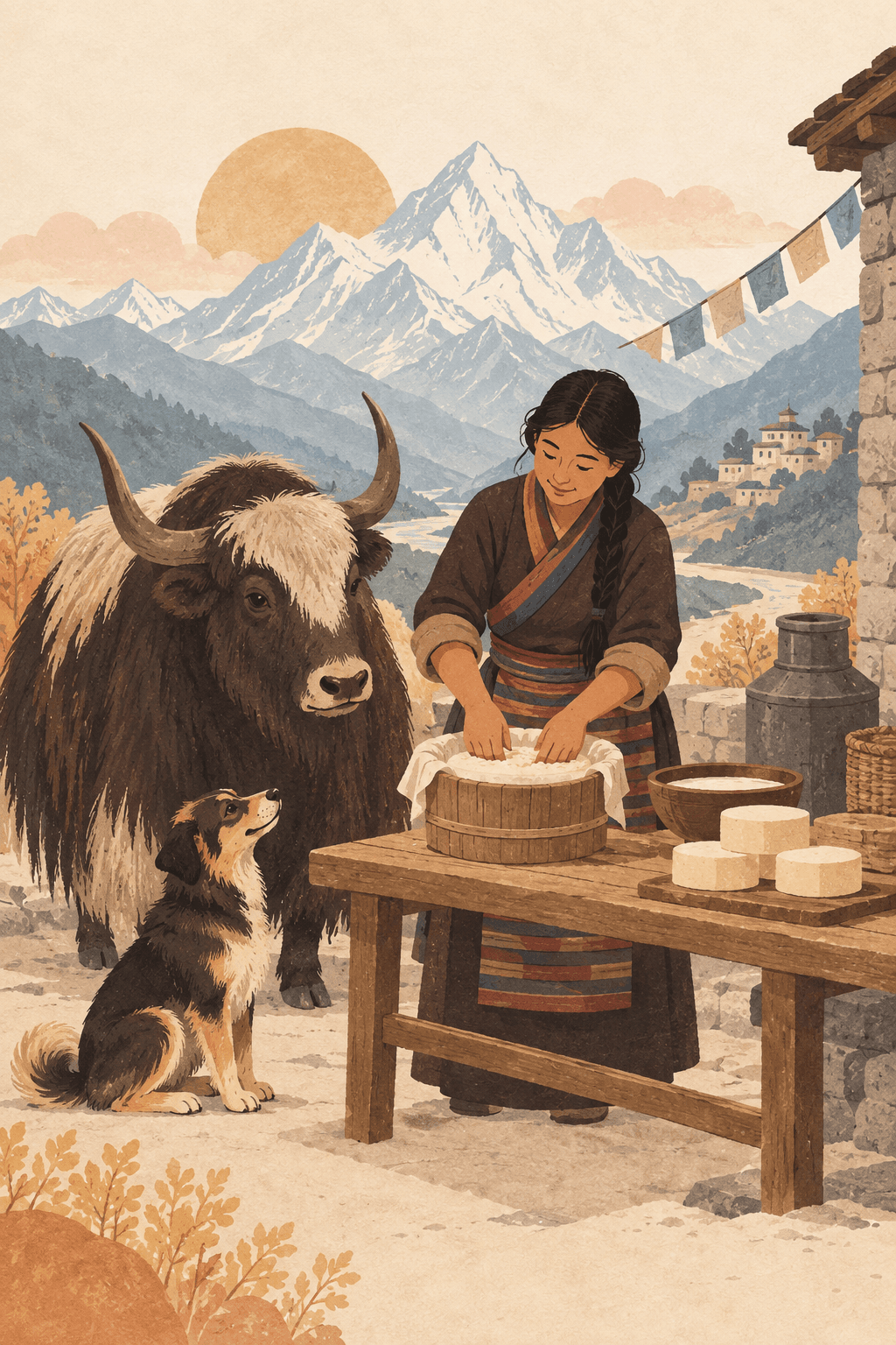 A dog resting beside a Himalayan cheese chew